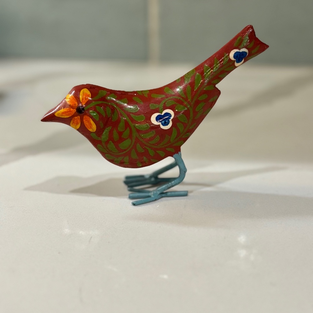 Sundance Handpainted Red with Blue Metal Bird